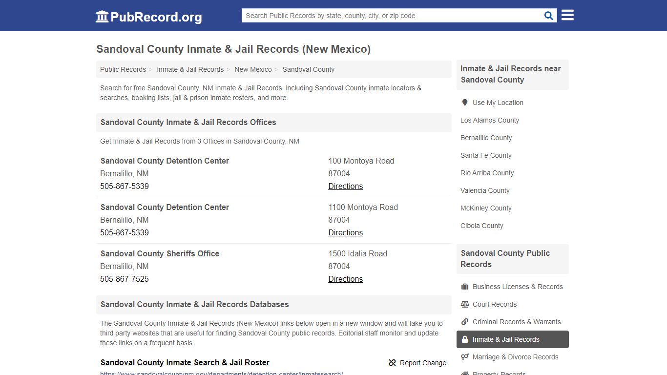 Free Sandoval County Inmate & Jail Records (New Mexico ...